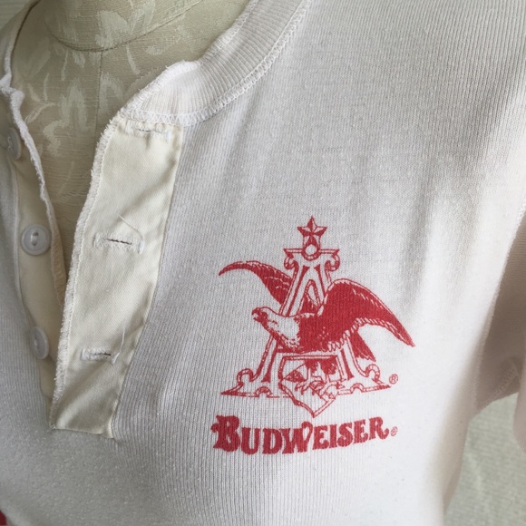 HVOFFRS! Vintage 70s Budweiser Busch Henley TShirt - Picture 7 of 8